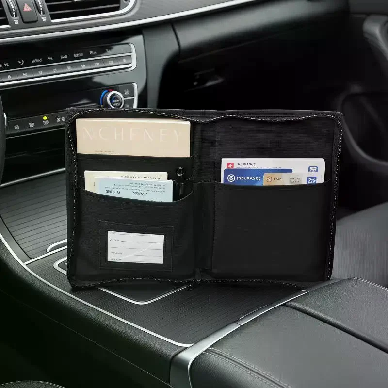 Car Interior Stowing Tidying Bag: Large Capacity Fuel Card Registration Card Data Storage