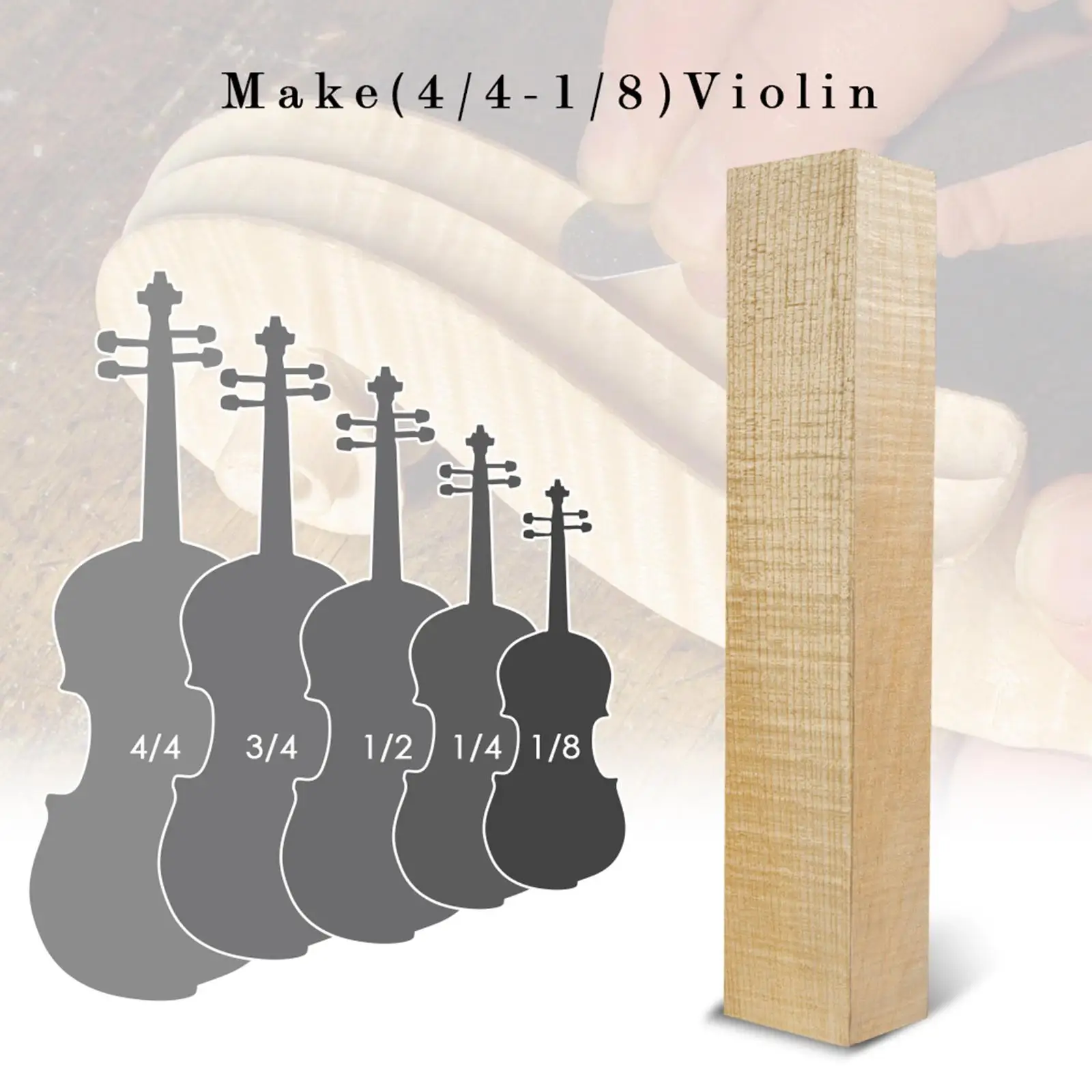 Cabeçote de pescoço de violino inacabado substitui acessório de guitarra elétrica de violino 4/4-1/8