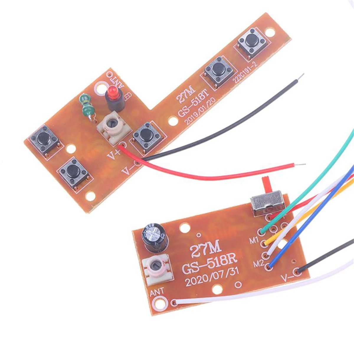 

A15M 2PCS 5CH RC Remote Control 27MHz Circuit PCB Transmitter and Receiver Board Car Radio System Accessories 20-25M