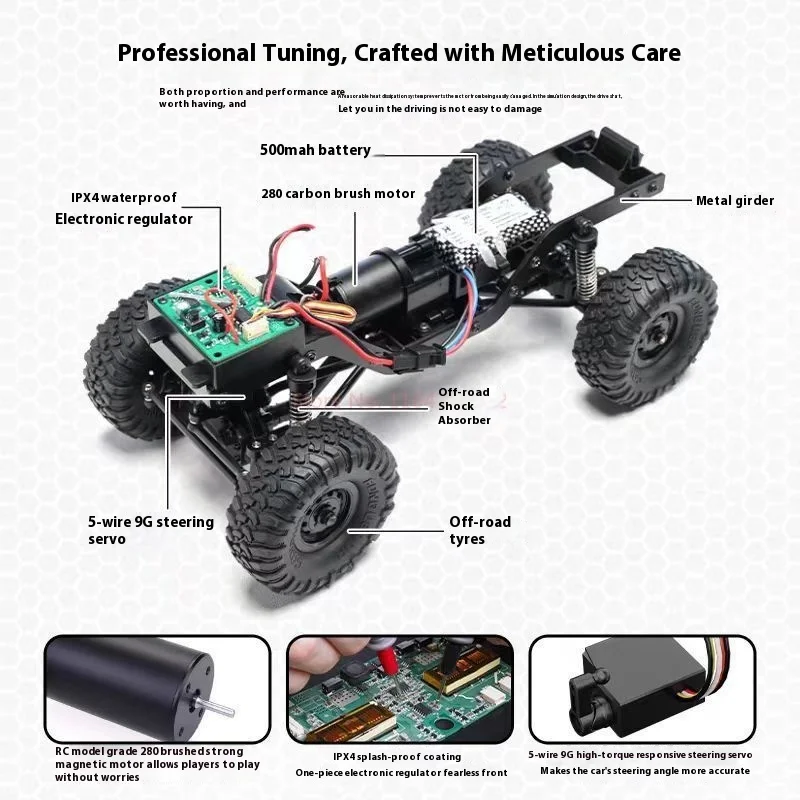 1:16 Rc Crawler Rc Offroad 4x4 modelo de simulación coche de escalada vehículo todoterreno Rc de alto rendimiento con diseño realista para niño