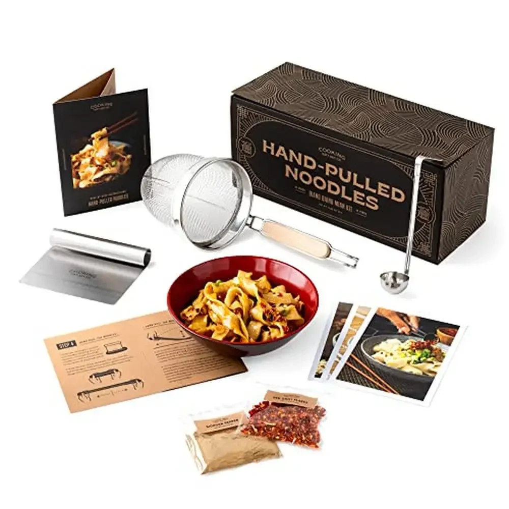 

Hand-Pulled Noodles Kit Cooking Tools Dough Scraper Noodle Strainer Recipe Cards Family Night Cooking Gifts Presents Mom Top