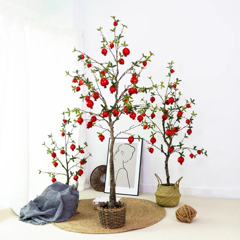 Artificial Pomegranate Fruit Tree, Potted Home, Living Room, Wedding, Christmas Decoration, Simulation, High Quality