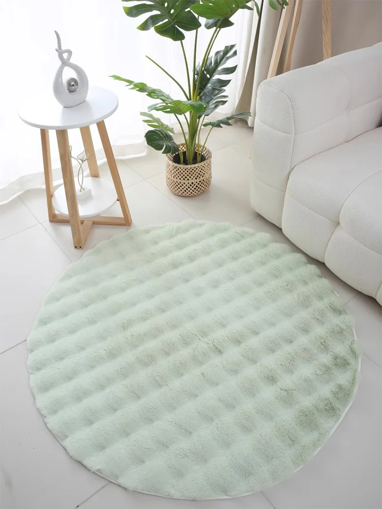 Round Fluffy Carpet Bedroom Large Bedside Soft Cloakroom Bedside Rugs Decor Kids Plush Playmat for Living Room Nordic Soft Mats