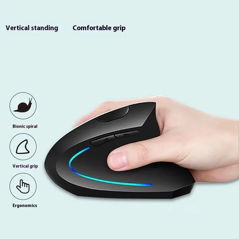 Mouse ergonomico verticale wireless Bluetooth 2.4G Impugnatura laterale silenziosa per destrimani Design confortevole Ideale per giochi da ufficio