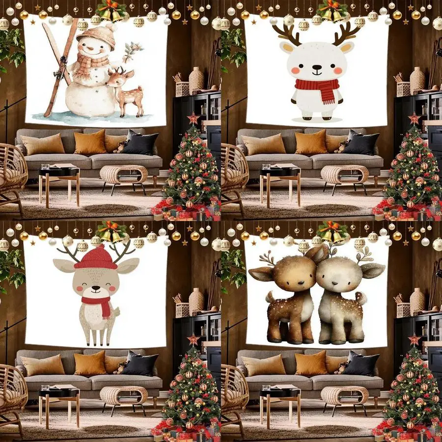 

Floral Christmas Tapestry Background Cloth Hanging Cloth Bedroom Bedside Decorative Wall Cloth Rental Dormitory Tapestry