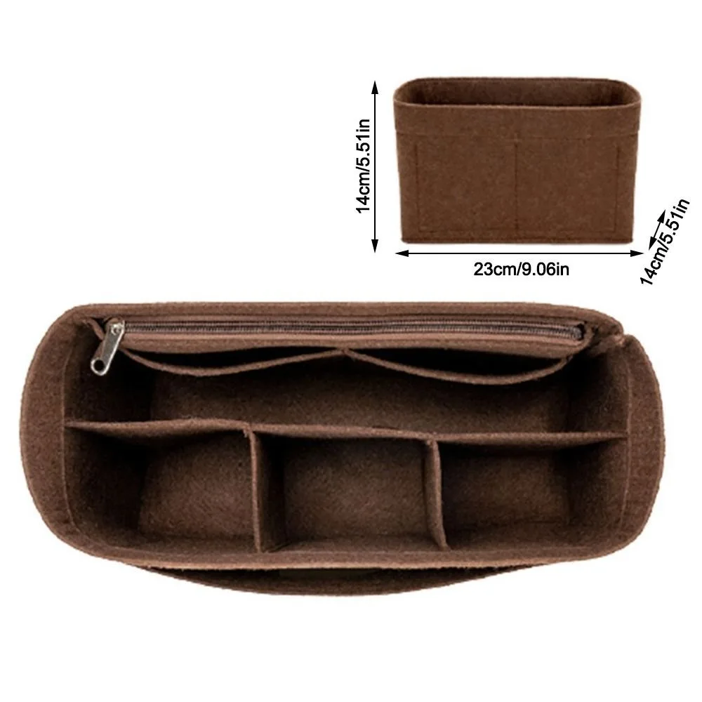 Felt Insert Bag Large Capacity with Zipper Handbag Organizer Multi-Pocket Inner Lining Bag for LV Speedy25/30/35/Gentlewoman
