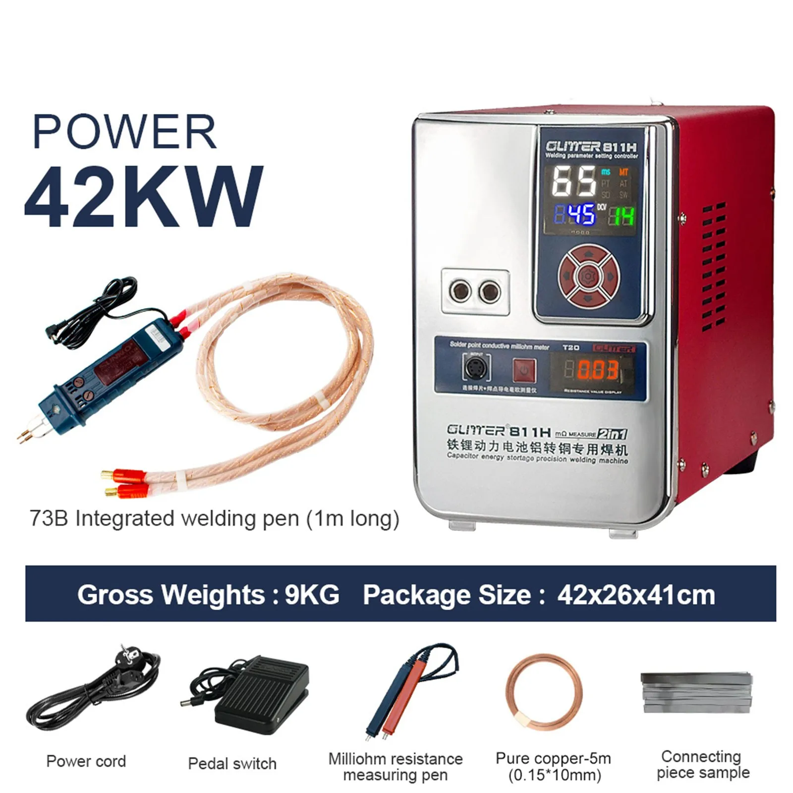 Maxgeek 811A 36KW Industrial Smart Spot Welding Machine with S-73B Integrated Welding Pen (25mm^2) for 18650/21700/32650 Battery