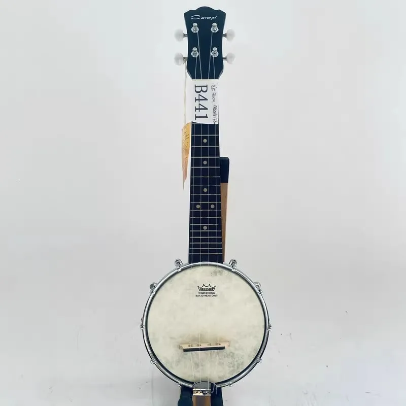 

B441 Caraya Genuine 4 Strings Mini Size Banjo Guitar REMO Leather Body TOP Scales Length is 346mm Stock Items SALE Price