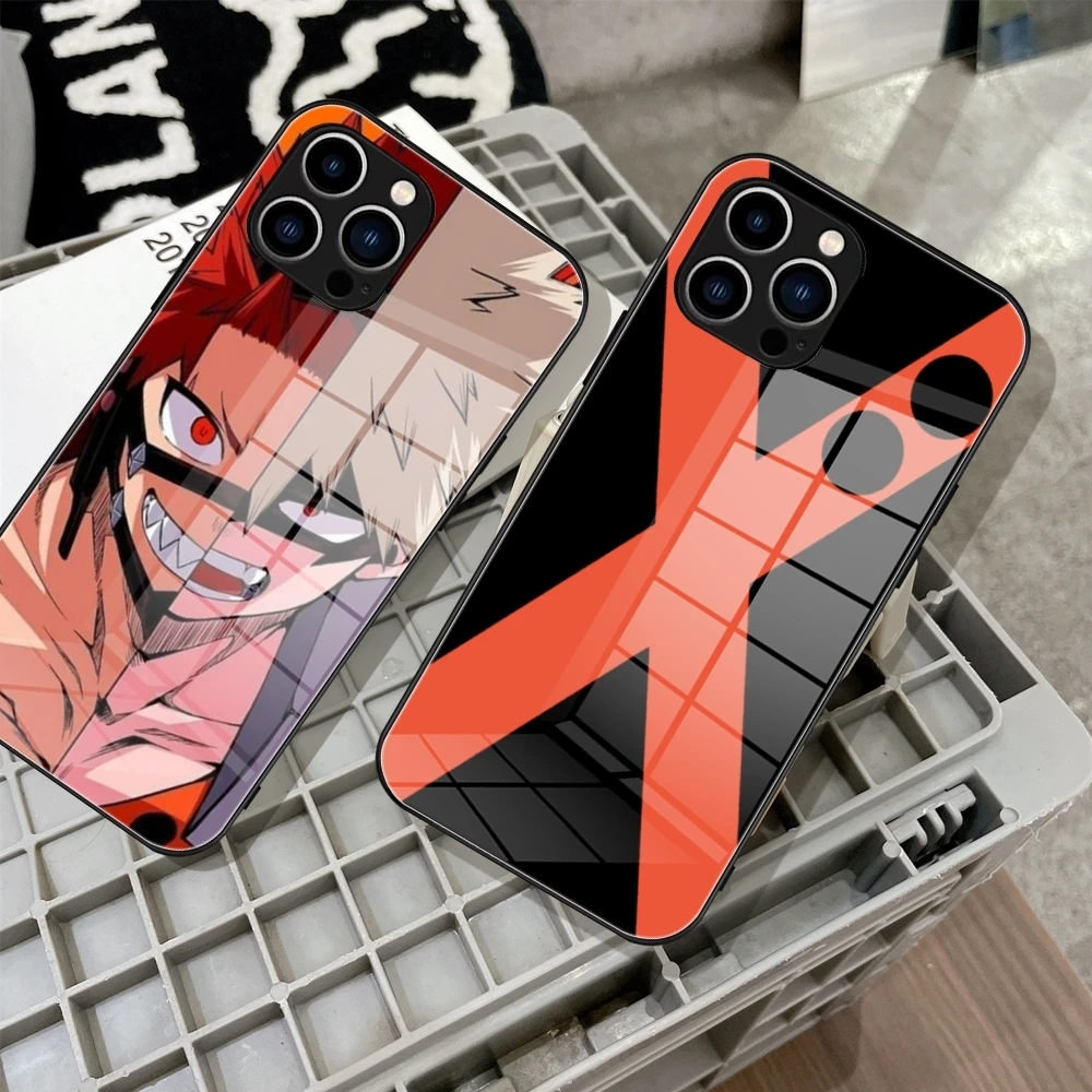 My Hero Academia Bakugou Katsuki Etui na telefon ze szkła hartowanego do iPhone\'a 15 14 11 12 Pro Plus 13 Pro Samsung S24 Ultra S23 Pokrowce