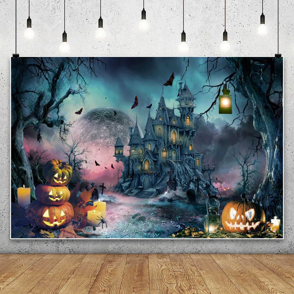 ハロウィン写真背景ホラーナイトムーンナイト怖い墓地カボチャランタン不気味なパーティー背景写真スタジオ小道具