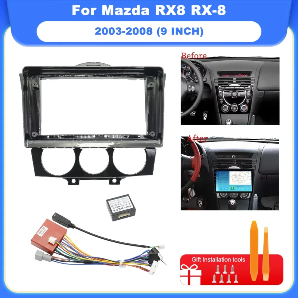 9 inch 22.86cm Car Frame Fascia Adapter Canbus Box For Mazda RX8 RX-8 2003-2008 Android Radio Audio Dash Fitting Panel Kit