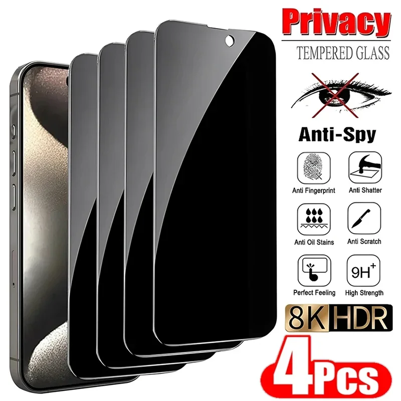 

1-4Pcs Privacy Screen Protector for IPhone 13 14 15 Pro Max Plus Anti-spy Tempered Glass for IPhone 11 PRO 12 Mini XR X XS MAX