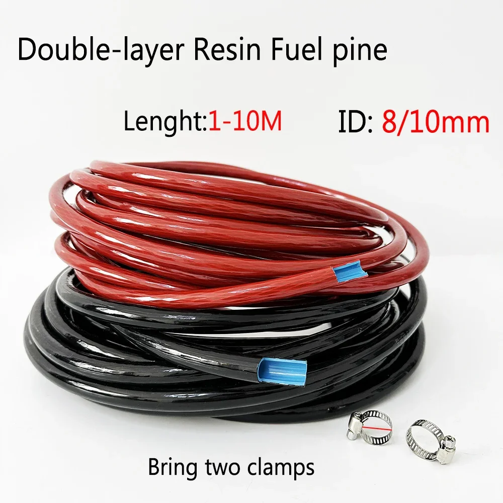 1-10M Fuel Pipe Resin Wire-clamping Oil-resistant Diesel Oil Gasoline Hose Double-layer Resin Oil PipeID 8mm/10mm