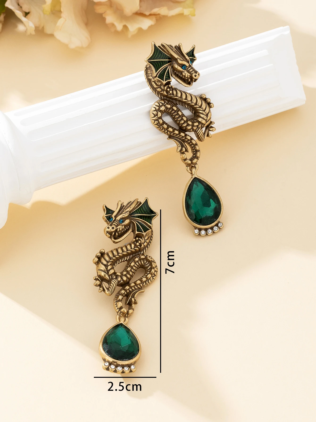 2024 Year of the Dragon Zodiac Earrings Glazed Chinese Style Heavy Industry Zircon Inlaid Earrings