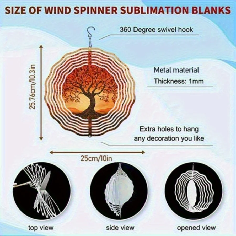 2D Metal Wind Chime (Red Tree Pattern, Mirror Reflection) | Outdoor Decor | Ideal Halloween & Christmas Gift