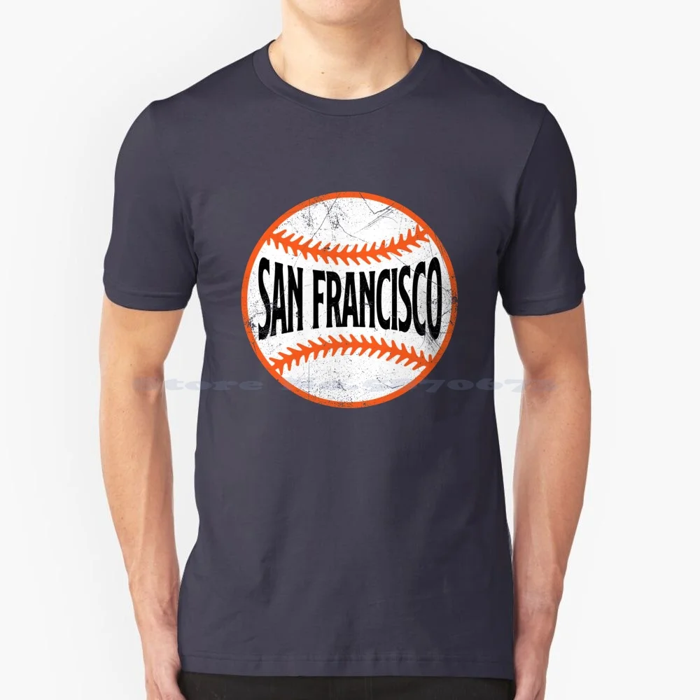 San Francisco Retro Baseball-Black T Shirt 100% Cotton Tee San Francisco Sf Giants Vintage Retro Baseball Hunter Pence Barry