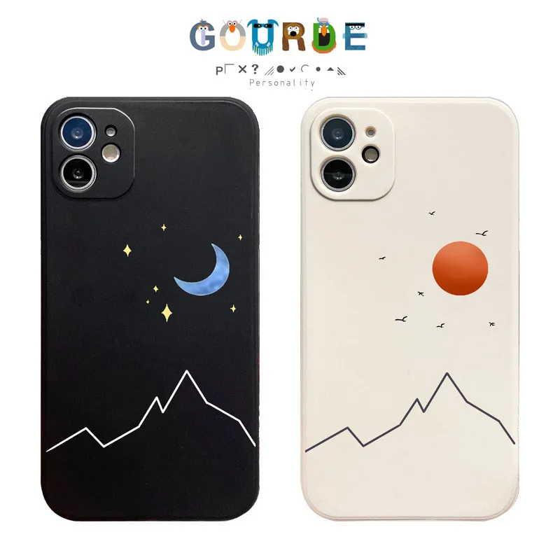 

Gourde Moon Sun Casing Soft Silicone Shockproof Phone Case Cover for IPhone 16 15 14 12 13 11 Pro Max IP 7 8 Plus X XS XR XsMax