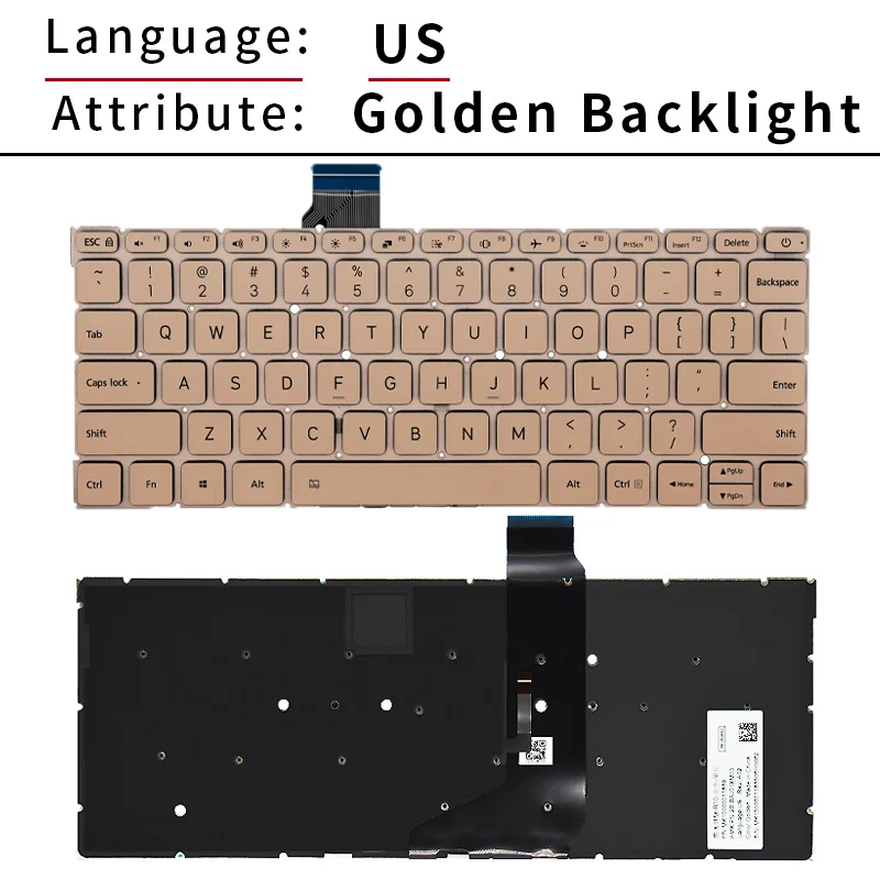 Clavier rétro-éclairé pour ordinateur portable Xiaomi Mi, version américaine et anglaise, d'origine, pour air12.5, 13.3, 161201, TM1607, 161301, TM1704, TM1604, TM1613R