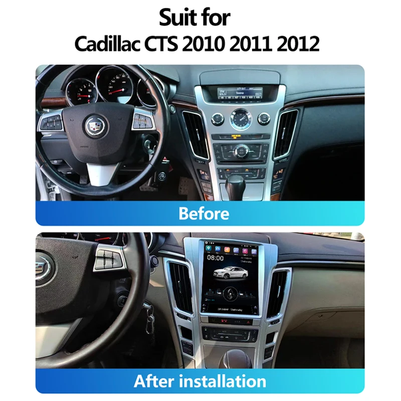 Rádio de carro estilo Tesla para Cadillac CTS 2010 2011 2012, 9,7 