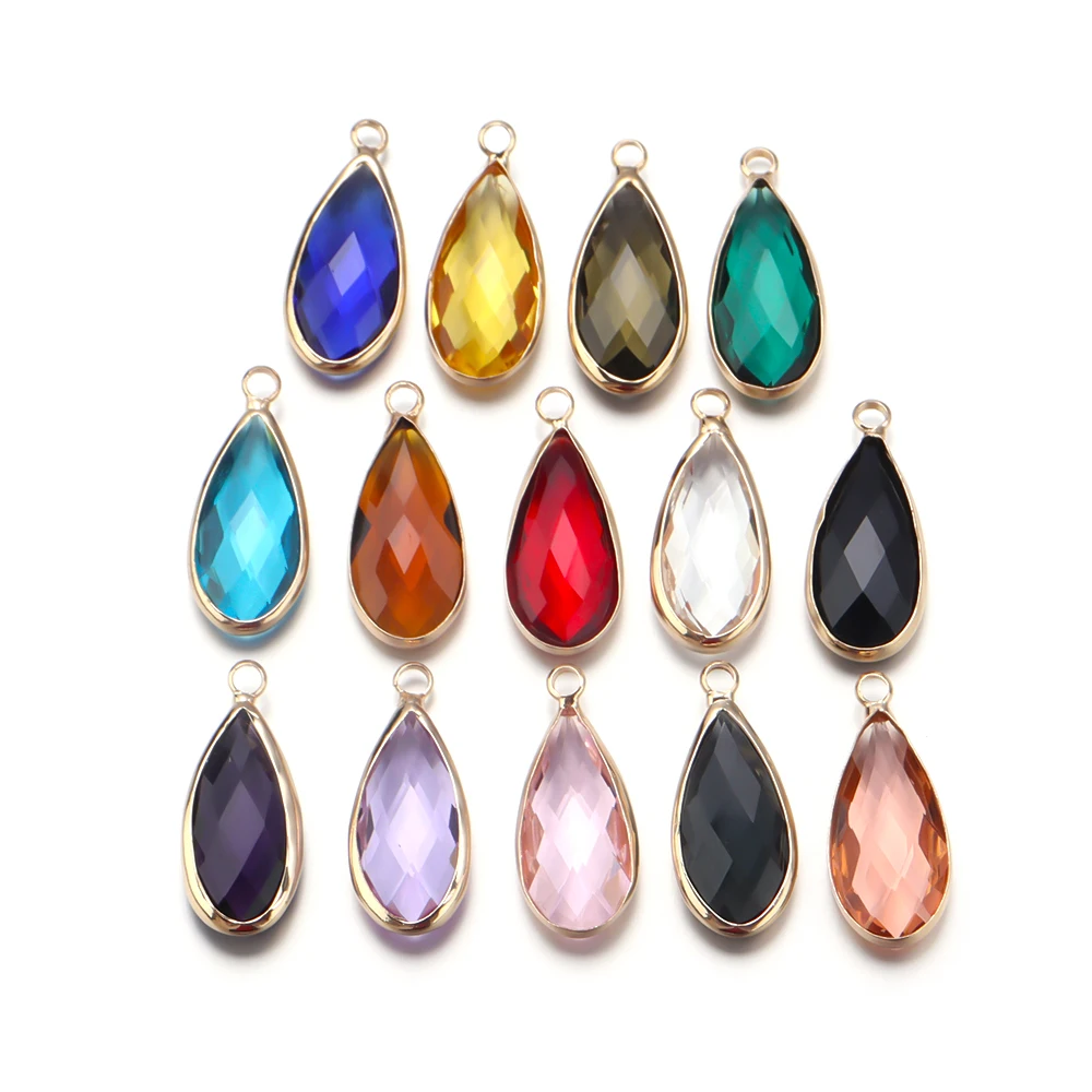 5pcs/pack Glass Edging Pendant Colorful Drop Shaped Charms for Jewelry Making DIY Necklace Bracelet Earring Findings