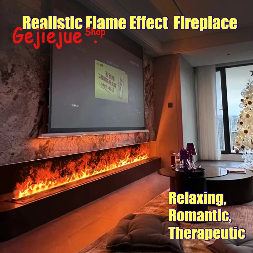 

【Family Safe】Smart Fireplace TV Stand - Ultrasonic Mist, 128 RGB Mood Light, Real Wood Sound Create A Cozy Ambiance Fireplace