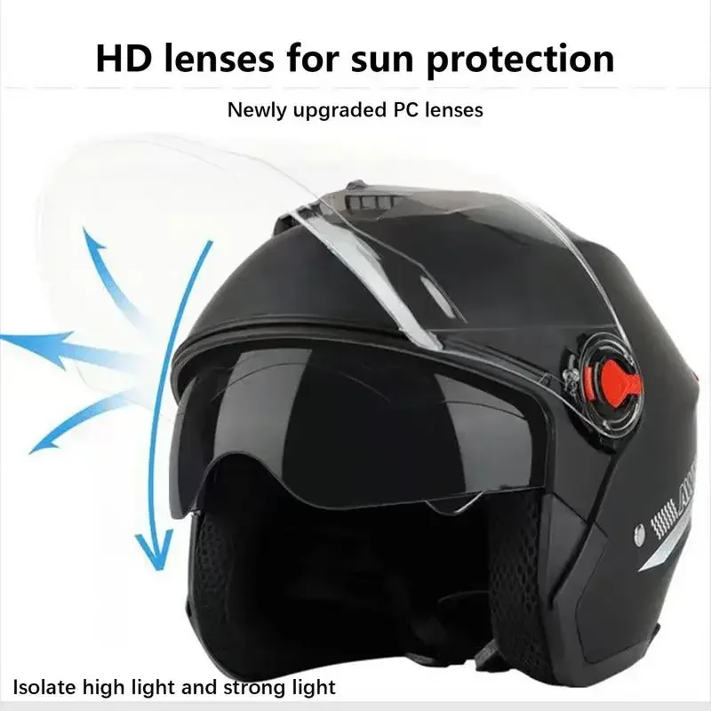 Motorcycle Double Lens Helmets Open Face Half Helmet Motorcycle Cycling Equipment Motorcycle Accessories Men Women Helmet