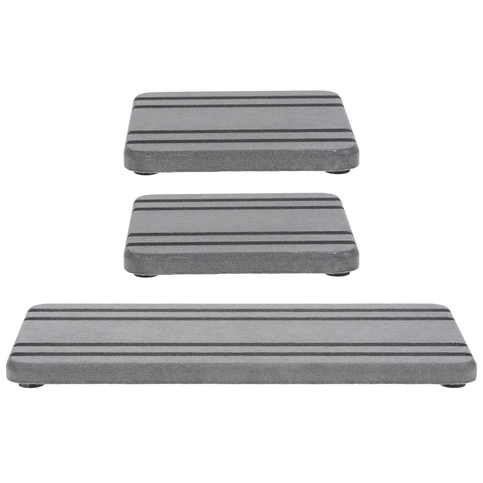 

3PCS Stone Drying Tray Absorbent Sink Counter Mat 16x12 Gray Fast Dry Kitchen Soap Bathroom Vanity Diatom Mud Reusable