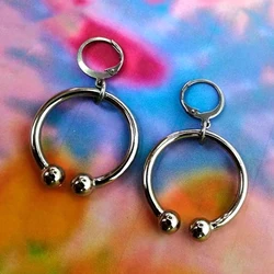 Goth Fashion U Shaped Horseshoe Hoop Earrings Women Accessories Korean Charm Geometric Earrings Punk Aesthetic Earrings Jewelry