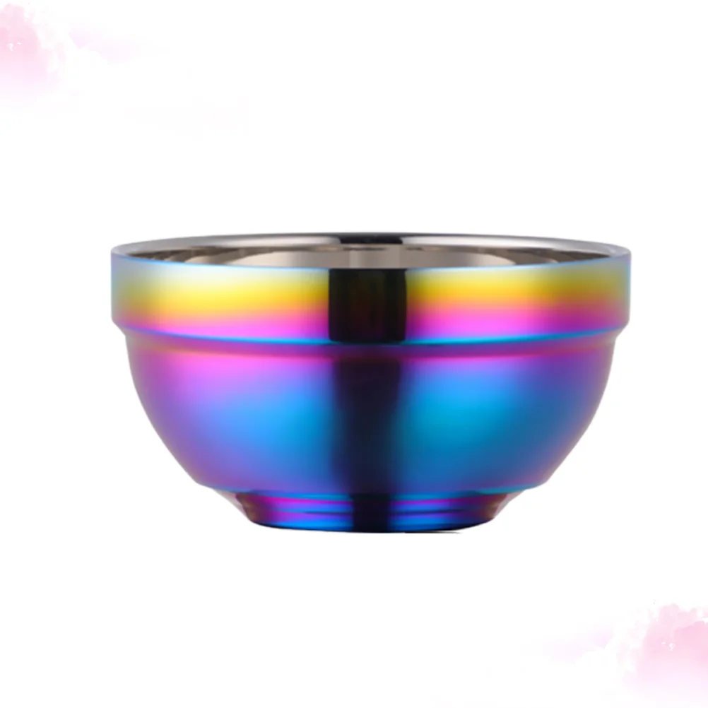

Stainless Steel Bowl Double Wall Insulated Rice Soup Snack Bowl Home Restaurant Use Heavy Duty Thicken Anti-Fall Design