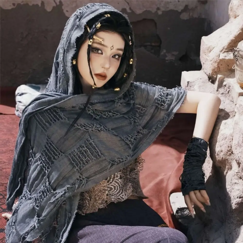 Popular Medieval Style Medieval Cloak With Viking Brooch Beggar Style Hooded Shawl Scarf Scarf Cape Streetwear