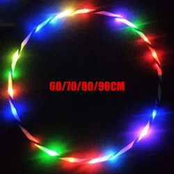 60/70/80/90cm Glow Sport Hoop schudnąć pierścień Hoop 7 zmiana koloru koło do jogi sprzęt do ćwiczeń fitness dla kobiet dzieci