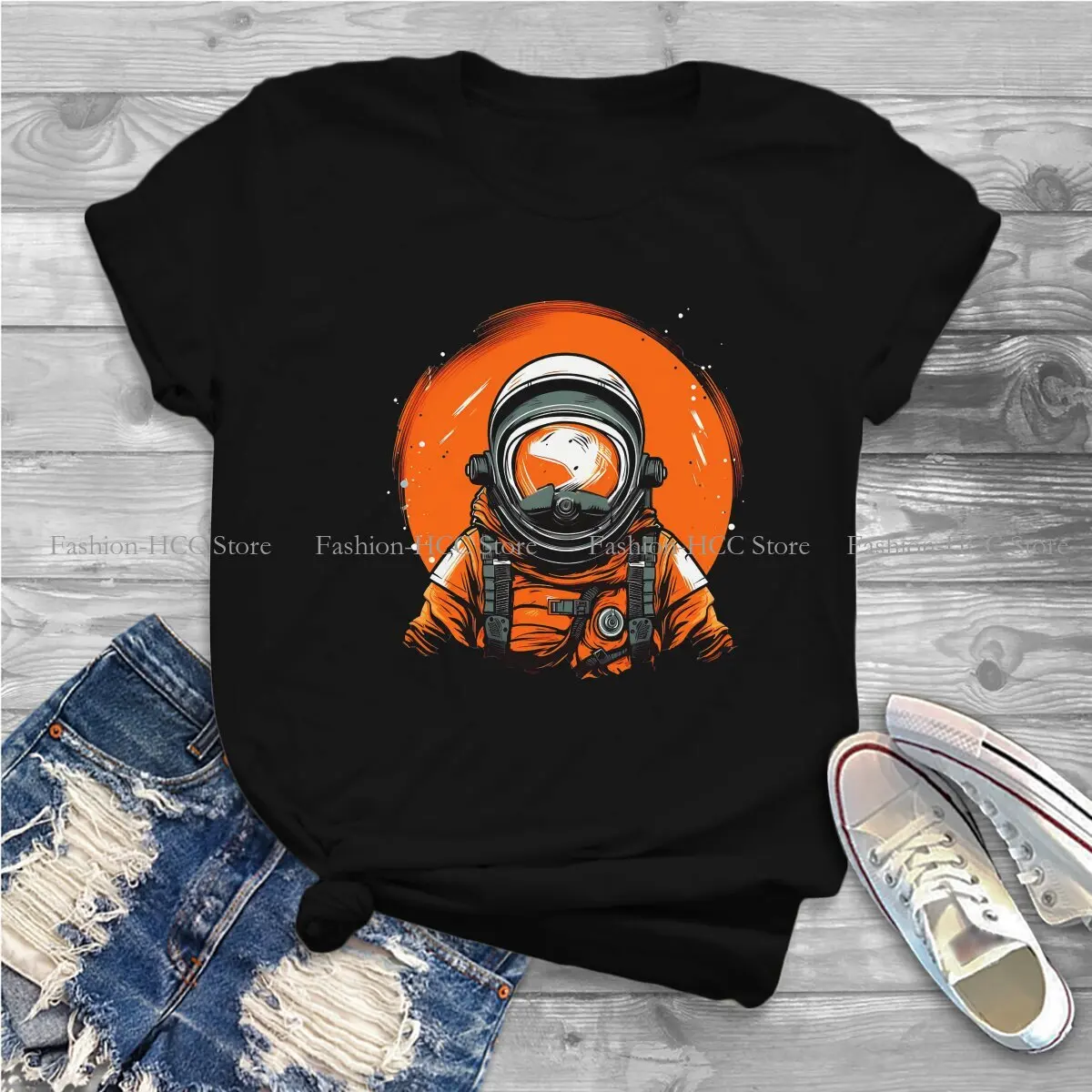 Interstellar Harajuku Polyester TShirt Cosmic Explorer Style Tops Leisure T Shirt Women Short Sleeve