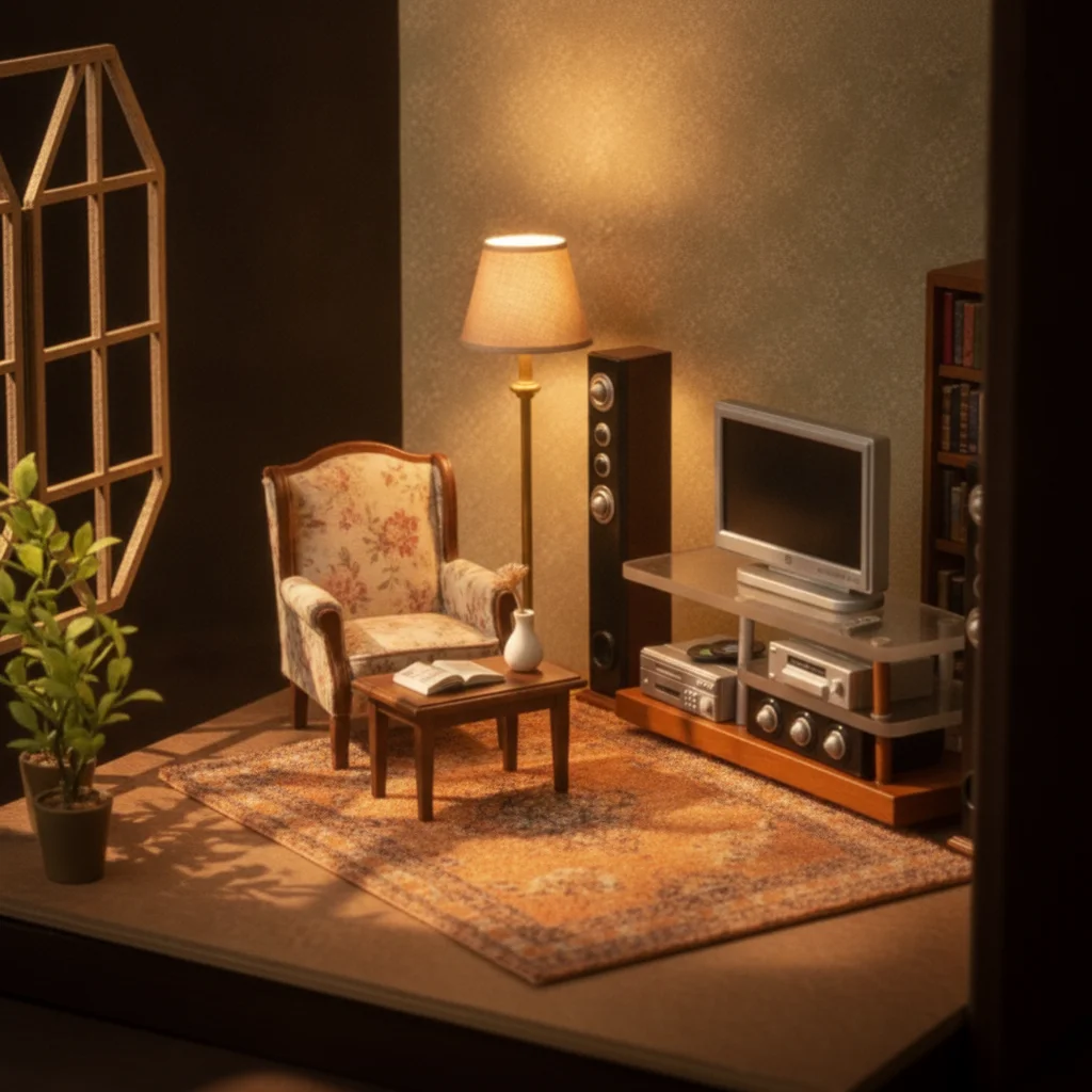 Miniature Home Theater Lifelike Dollhouse TV Stand with Speakers Dollhouse TV Compact Miniature Television Set Proportional