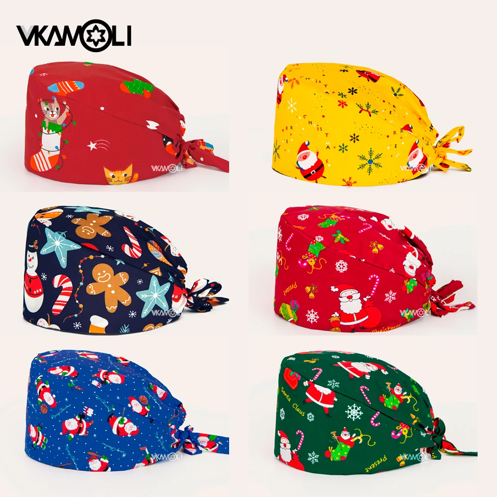 Casquettes de gommage de noël, chapeaux de magasin d'animaux, casquette de nettoyage de beauté, prix de gros, coton, toilettage pour animaux de compagnie, gommage d'allaitement, casquette de travail