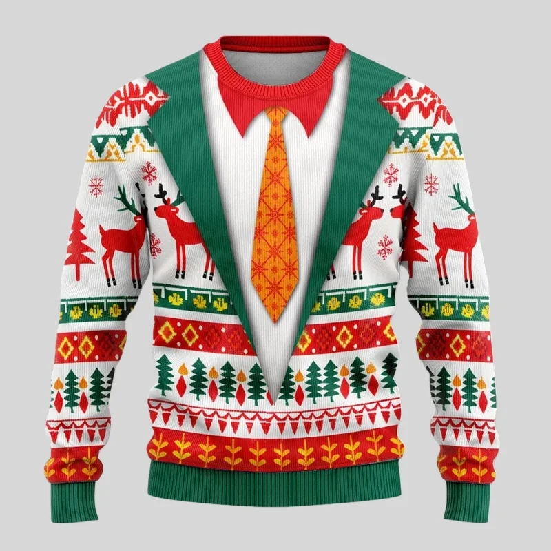 بلوفرات عيد الميلاد للخريف والشتاء سترات قبيحة للرجال والنساء ثلاثية الأبعاد برقبة دائرية ملابس عيد الميلاد غير رسمية وعصرية #2