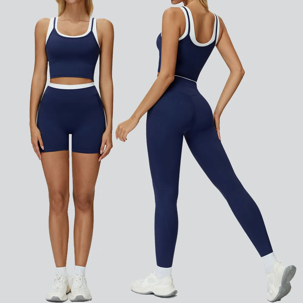 

Yoga Set Sportswear Women's 2PCS Workout Set Gym Top Female Clothing Fitness Bra High Waist Leggings Ribbed Fitness Sports Suit