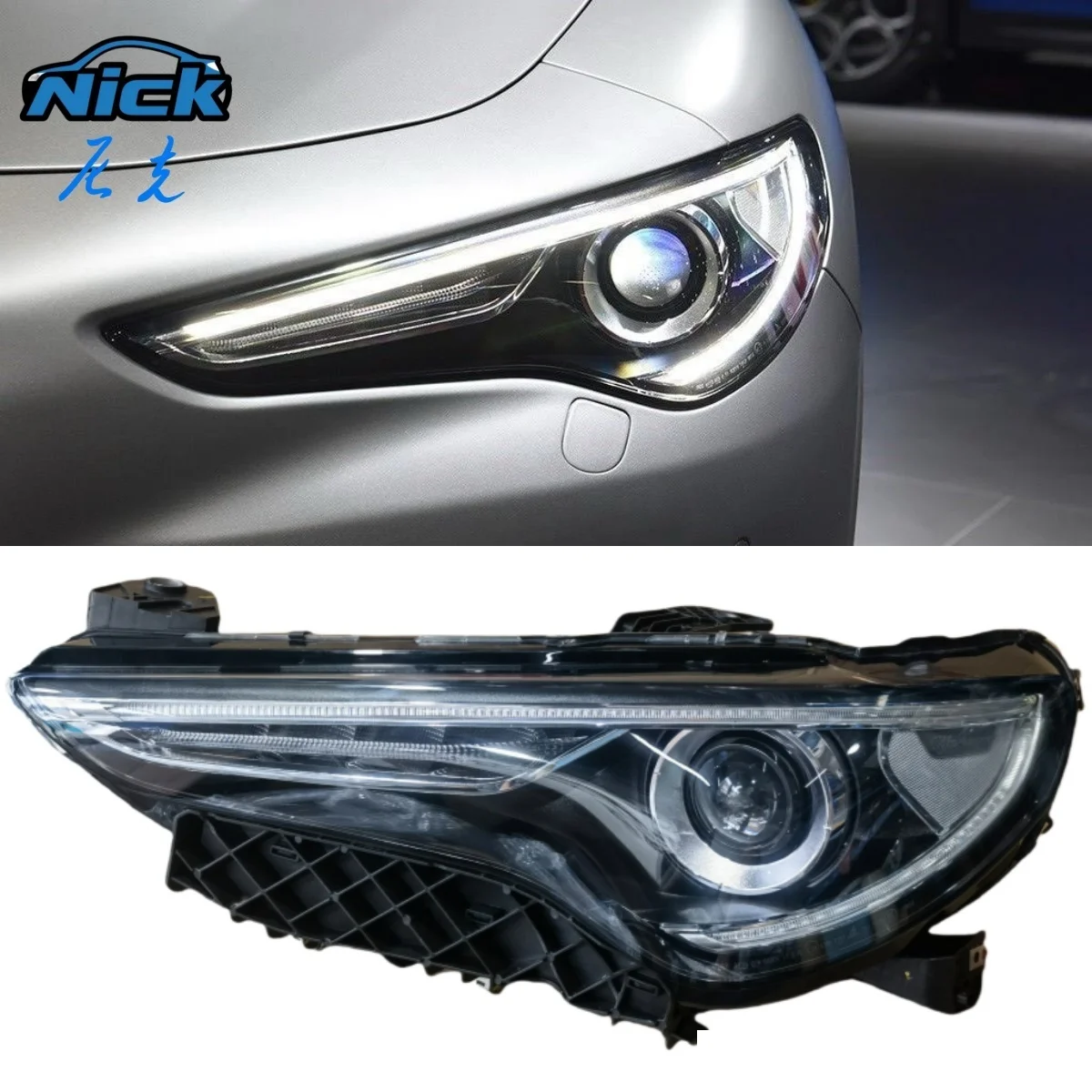 

For Stelvio Headlight Assembly 2017-2023 Romeo SUV Original Xenon Headlamp Stelvio HID Car Light LED DRL