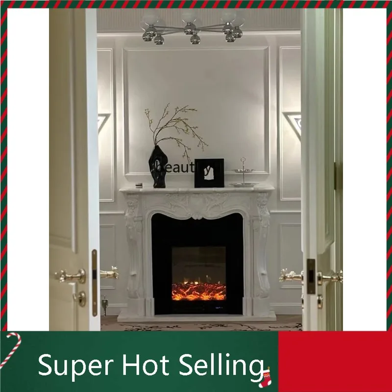 

D80 D071 French Marble Hand Carved Stone Carving Fireplace White Marble Material Embossed Curio Cabinet