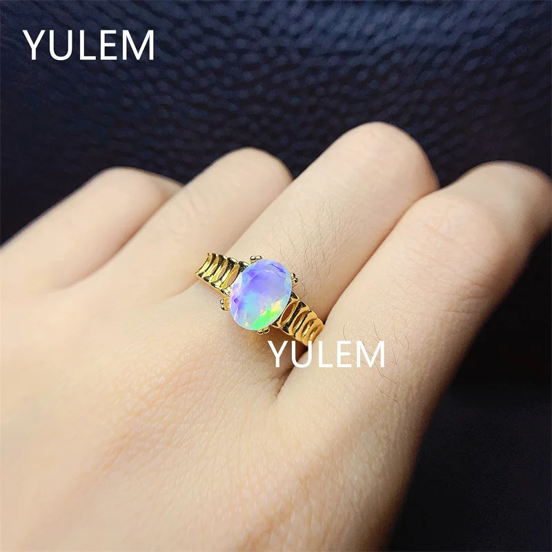 

Jewelry 925 Silver Facet Opal Ring for Daily Wear 8mm*6mm Natural Australia Opal Silver Ring Fashion Silver Opal Jewelry