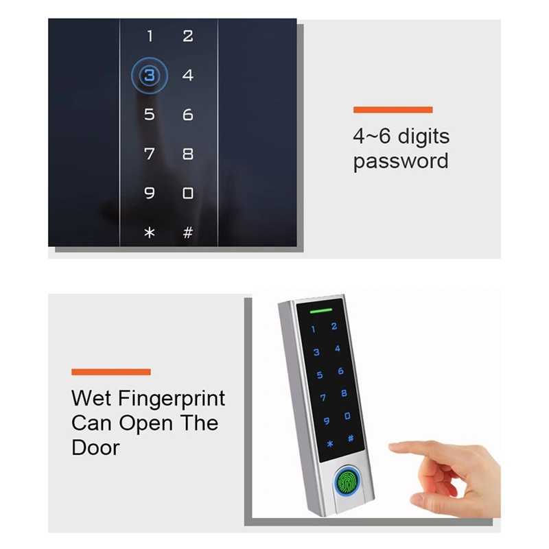Waterproof Touch Keypad Fingerprint Access Control With 125Khz EM Card Reader Wiring-Free Access Control System Kit
