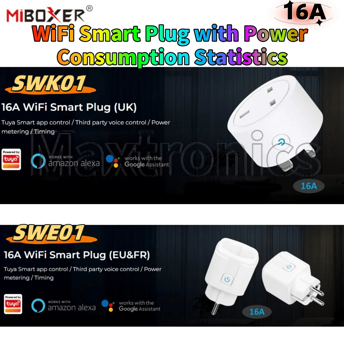 

MiBoxer WiFi Smart Plug SWE01/SWK01 Max16A Power Monitor Timing Function Works With Alexa Google Home Voice Tuya Smart Life APP