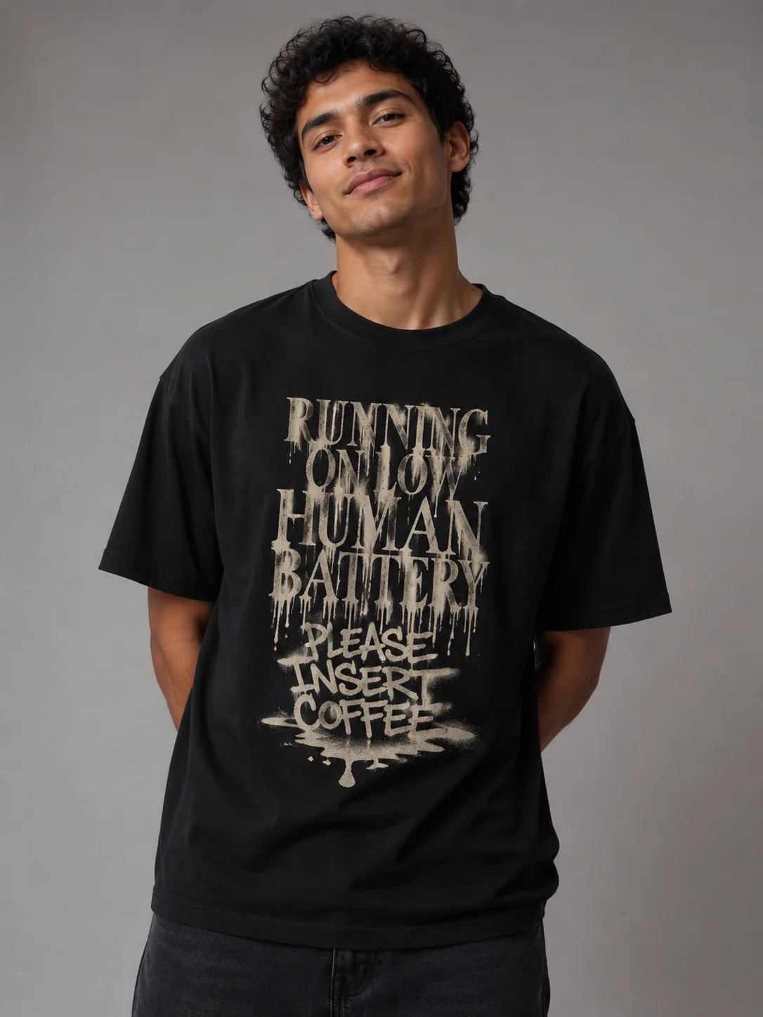 

Men Graphic T Shirt Short Sleeve Loose Fit 50% Cotton 50% Polyester Stretch Fabric Drip Coffee Print Casual Summer Casual for