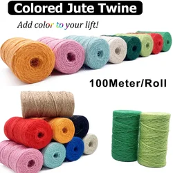 100M/Roll Colored Jute Twine Natural Jute Rope String Perfect for Arts Crafts Packing String Wrapping Wedding Decor Home Garden