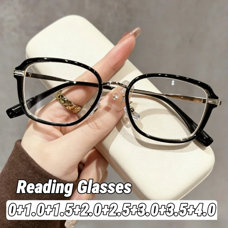 

New Style Square Frame Ultra-Lightweight Presbyopia Glasses Women's INS Style Fashion HD Blue Light Blocking Reading Glasses