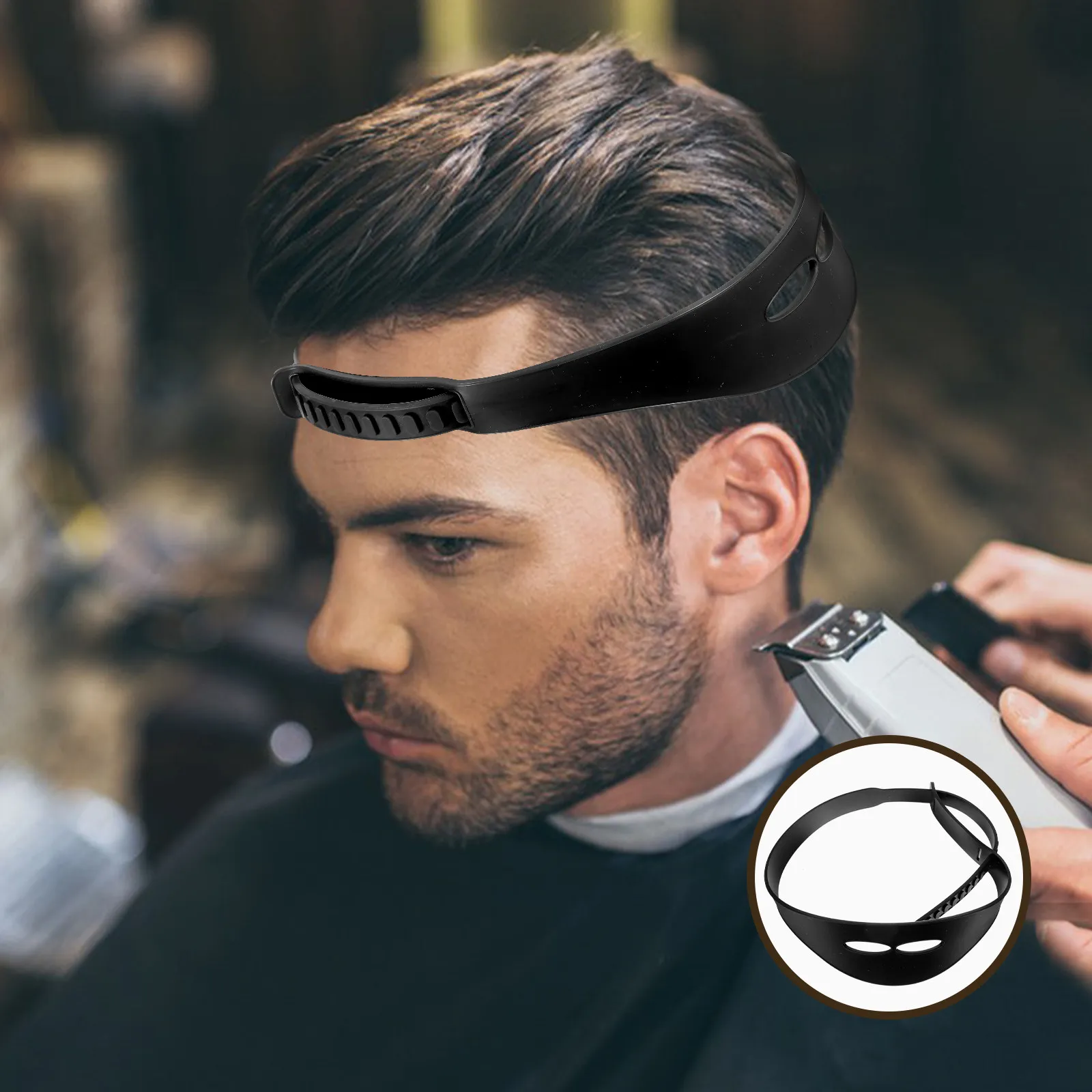 Neckline Shaving Template Adjustable Silicone Fade Guide Band Hair Cutting Trimming Shaping Tool for Men Boys Professional