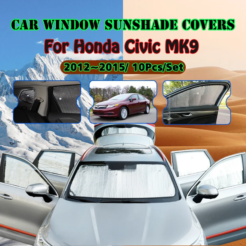 Full Covers Sunshades For Honda Civic MK9 FB 2012 2013 2014 2015 Car Accessories Sun Protection Windshields Side Window Visor