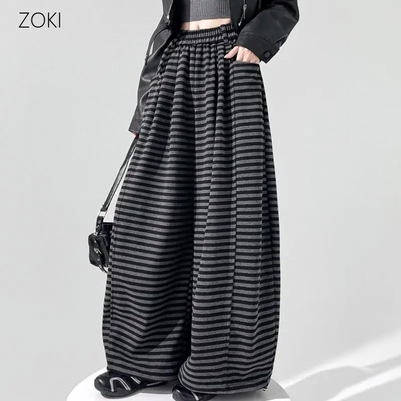 Women Black Glitter Pants High Waist Drawstring Wide Leg Pants Loose Casual Style Trousers Fleece Lined Warm Thick Baggy Pants