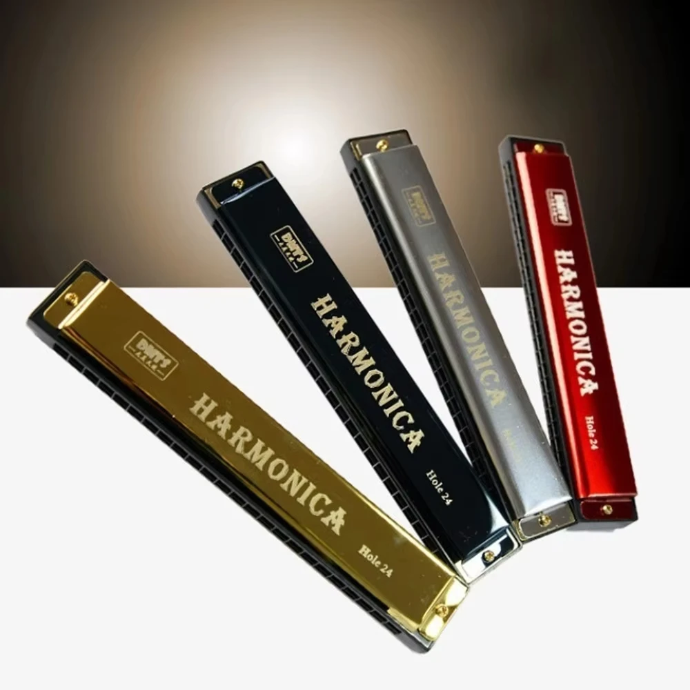 Miwayer 24-Hole Professional Metal Mouth Organ Harmonica for Beginners with Case - Student Starter Kit, Gift for Kids