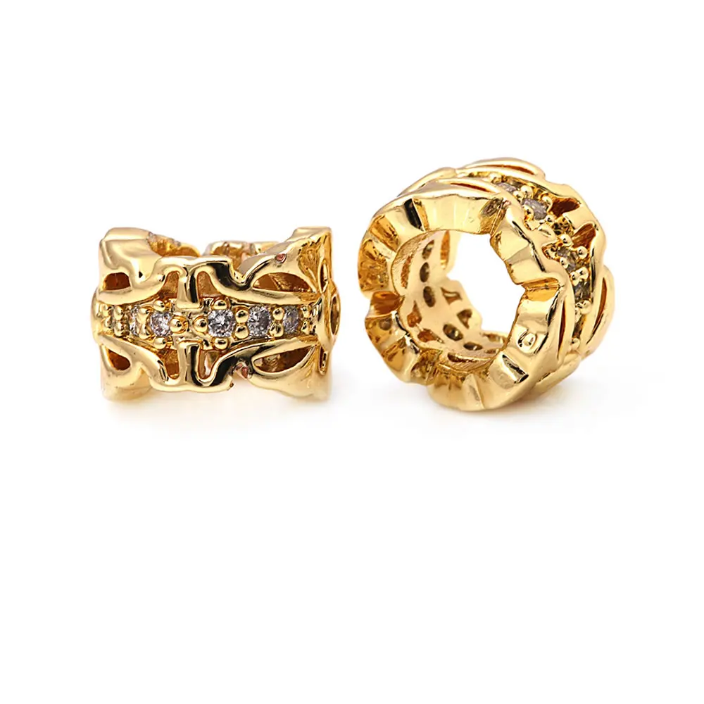 18K Gold Color Brass Zircon Wheel Bracelets Spacer Beads High Quality Diy Necklace Earrings Jewelry Accessories Making Supplies view 4