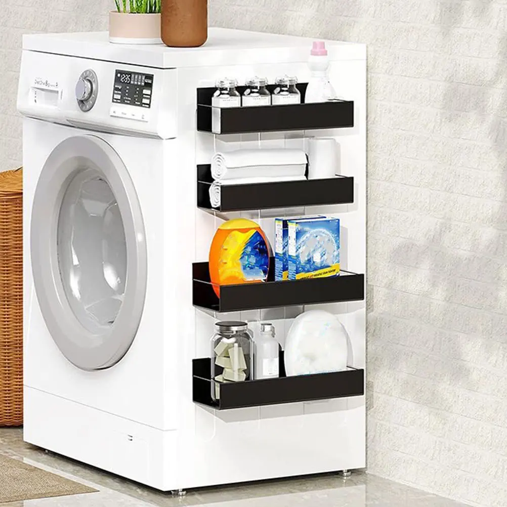 

Magnetic Fridge Organizer Shelves Iron Material Spacious Storage Magnetic Shelf for Refrigerator Side Kitchen Tidy
